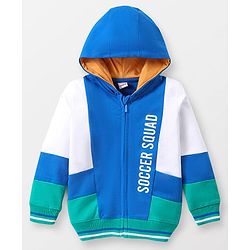 Babyhug Cotton Full Sleeves Cut & Sew Sweatjacket With Hood HD Print - Multicolour