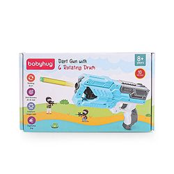 Babyhug Dart Gun With 6 Rotating Drum & 10 Soft Bullet Darts - Blue