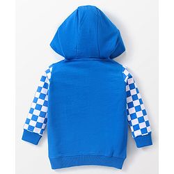 Babyhug Cotton Full Sleeves Sweatjacket With Front Pocket & Hood HD Print - Blue