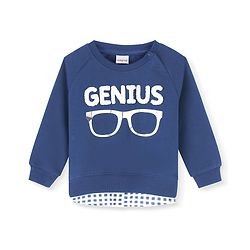 Babyhug 100% Cotton Knit Full Sleeves Overlap Sweatshirt with Foil and Embroidery Detailing - Blue