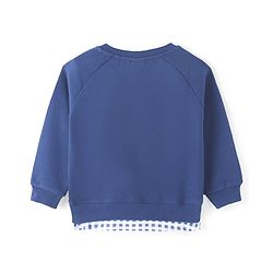 Babyhug 100% Cotton Knit Full Sleeves Overlap Sweatshirt with Foil and Embroidery Detailing - Blue