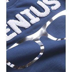 Babyhug 100% Cotton Knit Full Sleeves Overlap Sweatshirt with Foil and Embroidery Detailing - Blue