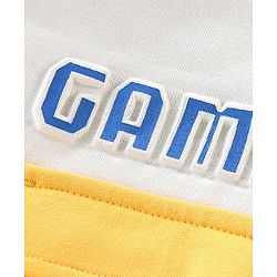 Babyhug Cotton Knit Full Sleeves Cut & Sew Hooded Sweatshirt With Front Pocket & Puff Text Print - Multicolor