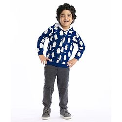 Babyhug Cotton Knit Full Sleeves Halloween Theme Sweatjacket - Navy Blue
