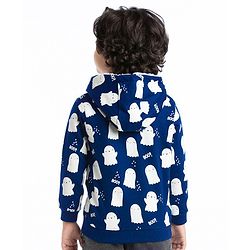 Babyhug Cotton Knit Full Sleeves Halloween Theme Sweatjacket - Navy Blue