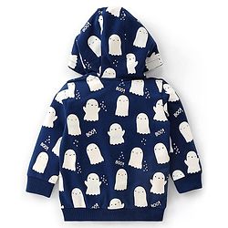 Babyhug Cotton Knit Full Sleeves Halloween Theme Sweatjacket - Navy Blue