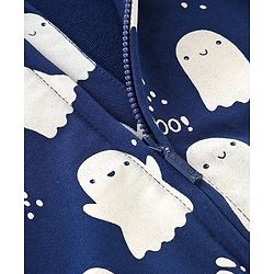 Babyhug Cotton Knit Full Sleeves Halloween Theme Sweatjacket - Navy Blue