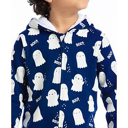 Babyhug Cotton Knit Full Sleeves Halloween Theme Sweatjacket - Navy Blue
