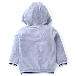 Babyhug Cotton Knit Full Sleeves Hooded Sweatjacket With Hood & Teddy Graphics - Blue