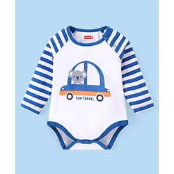 Babyhug 100% Cotton Knit Full Sleeves  Onesies with Leggings Cap & Mittens Koala Print - Blue & White