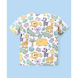 Babyhug Cotton Knit Half Sleeves Animals Printed T-Shirt & Shorts Set - Multicolor