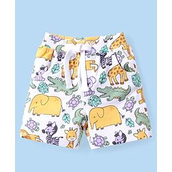 Babyhug Cotton Knit Half Sleeves Animals Printed T-Shirt & Shorts Set - Multicolor