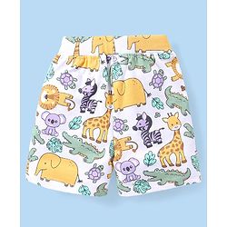 Babyhug Cotton Knit Half Sleeves Animals Printed T-Shirt & Shorts Set - Multicolor