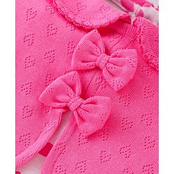 Babyhug 100% Cotton Knit Full Sleeves Romper With Hairband & Floral Print - Pink