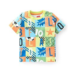 Babyhug Cotton Knit Half Sleeves T-Shirt & Shorts Set With Text Print - Multicolor