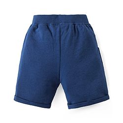 Babyhug Cotton Knit Half Sleeves Polo T-Shirt & Shorts Set With Dinosuars Print - Light Blue & Navy