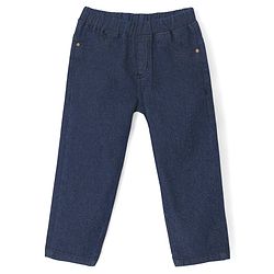 Babyhug Cotton Denim Washed Full Length Jeggings with Stretch - Navy  Blue