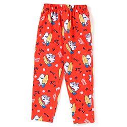 Babyhug Cotton Knit Half Sleeves Surfing Shark Print Night Suit - Red