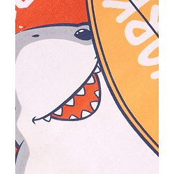 Babyhug Cotton Knit Half Sleeves Surfing Shark Print Night Suit - Red