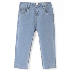 Babyhug Full Length Denim Washed Jeans with Stretch - Light Blue