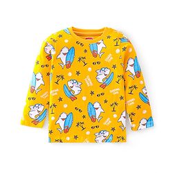 Babyhug Cotton Knit Full Sleeves Night Suit with Dolphin Printed- Yellow