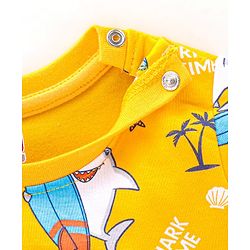 Babyhug Cotton Knit Full Sleeves Night Suit with Dolphin Printed- Yellow