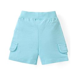 Babyhug Cotton Knit Half Sleeves T-Shirt & Shorts Set With Animal Print - Blue