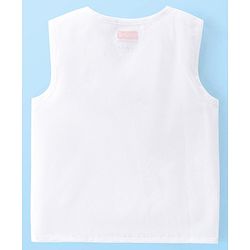 Babyhug 100% Cotton Woven Sleeveless Side Tie Knot Jhablas Solid Pack of 3 - White