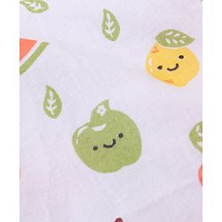 Babyhug 100% Cotton Sleeveless Jhabla & Pyjama Set Fruits Print - White