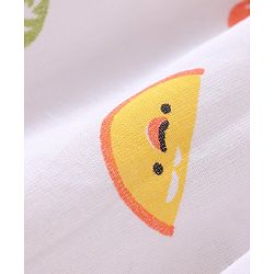 Babyhug 100% Cotton Sleeveless Jhabla & Pyjama Set Fruits Print - White