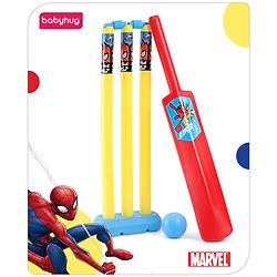 Babyhug Disney Spiderman Cricket Set Size 3- Red & Yellow