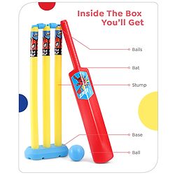 Babyhug Disney Spiderman Cricket Set Size 3- Red & Yellow