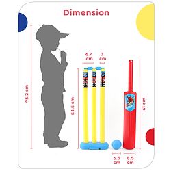 Babyhug Disney Spiderman Cricket Set Size 3- Red & Yellow