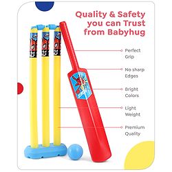 Babyhug Disney Spiderman Cricket Set Size 3- Red & Yellow