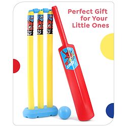Babyhug Disney Spiderman Cricket Set Size 3- Red & Yellow