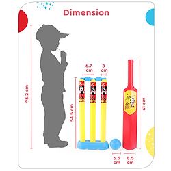 Babyhug Disney Junior Mickey Mouse Cricket Set Size 1 - Red & Yellow