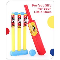 Babyhug Disney Junior Mickey Mouse Cricket Set Size 1 - Red & Yellow