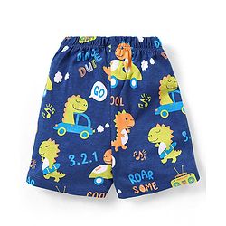 Babyhug Cotton Knit Half Sleeves Dino Print Night Suit - Navy Blue