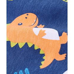 Babyhug Cotton Knit Half Sleeves Dino Print Night Suit - Navy Blue