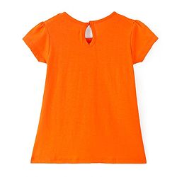 Babyhug Single Jersey Knit Half Sleeves Solid & Carrot Printed Frocks with Bow Applique Pack of 2 - Orange & Pink