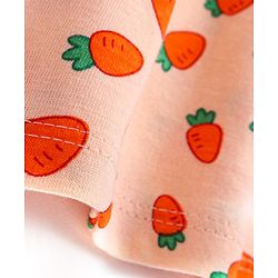 Babyhug Single Jersey Knit Half Sleeves Solid & Carrot Printed Frocks with Bow Applique Pack of 2 - Orange & Pink