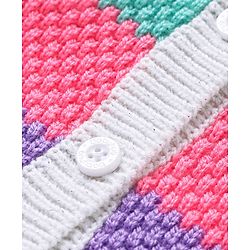 Babyhug Knitted Full Sleeves Front Open Striped  Sweater - Multicolour