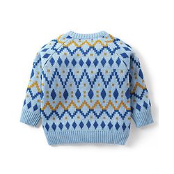 Babyhug Knitted Full Sleeves Pullover Sweater with Aztec Design - Multicolour