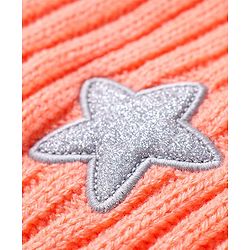 Babyhug Knit Full Sleeves Solid Colour Turtle Neck Sweater with Star Applique - Orange