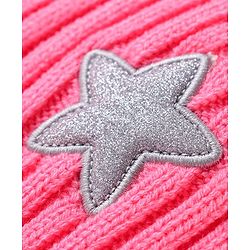 Babyhug Knit Full Sleeves Solid Colour Turtle Neck Sweater with Star Applique - Pink