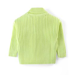 Babyhug Knit Full Sleeves Solid Colour Turtle Neck Sweater with Star Applique - Pink