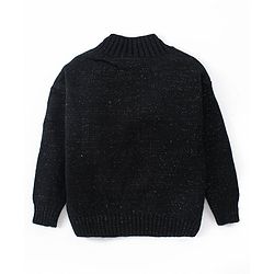 Babyhug Knitted Full Sleeves Shimmered Pullover Sweater with Reversible Sequins Detailing - Black
