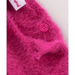 Babyhug Knitted Full Sleeves Pullover Sweater with Sequin Star Embroidery - Fuchsia