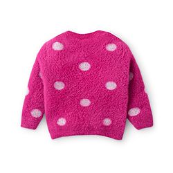 Babyhug Knitted Full Sleeves Pullover Sweater with Polka Dots Design - Fuschia