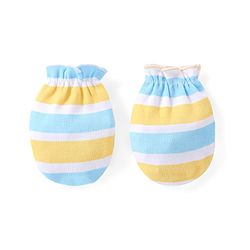 Babyhug 100% Cotton Mittens Multicolor Pack of 3 - Blue & Yellow